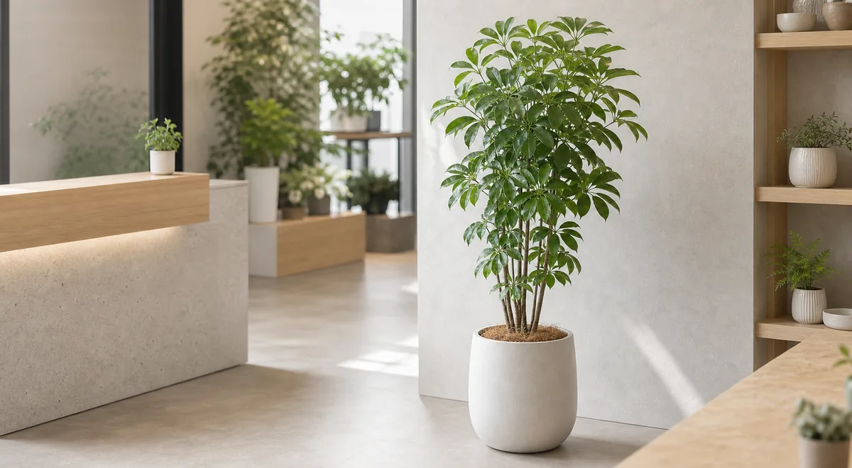 観葉植物が置かれた明るいオフィス空間